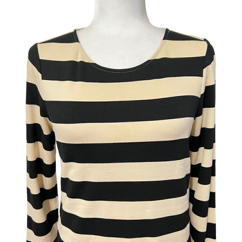 Theory Small Onita Dress 3/4 Sleeves Cream and Black Striped Dress Size  S/P - Picture 3 of 13
